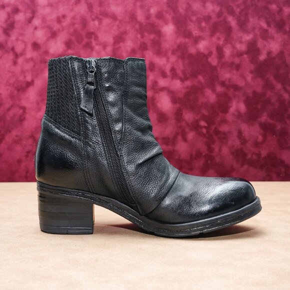 Miz Mooz Women Scarlett Black Leather Heel Zip Ankle Boots sz 7.5US EUR38 - Picture 4 of 8